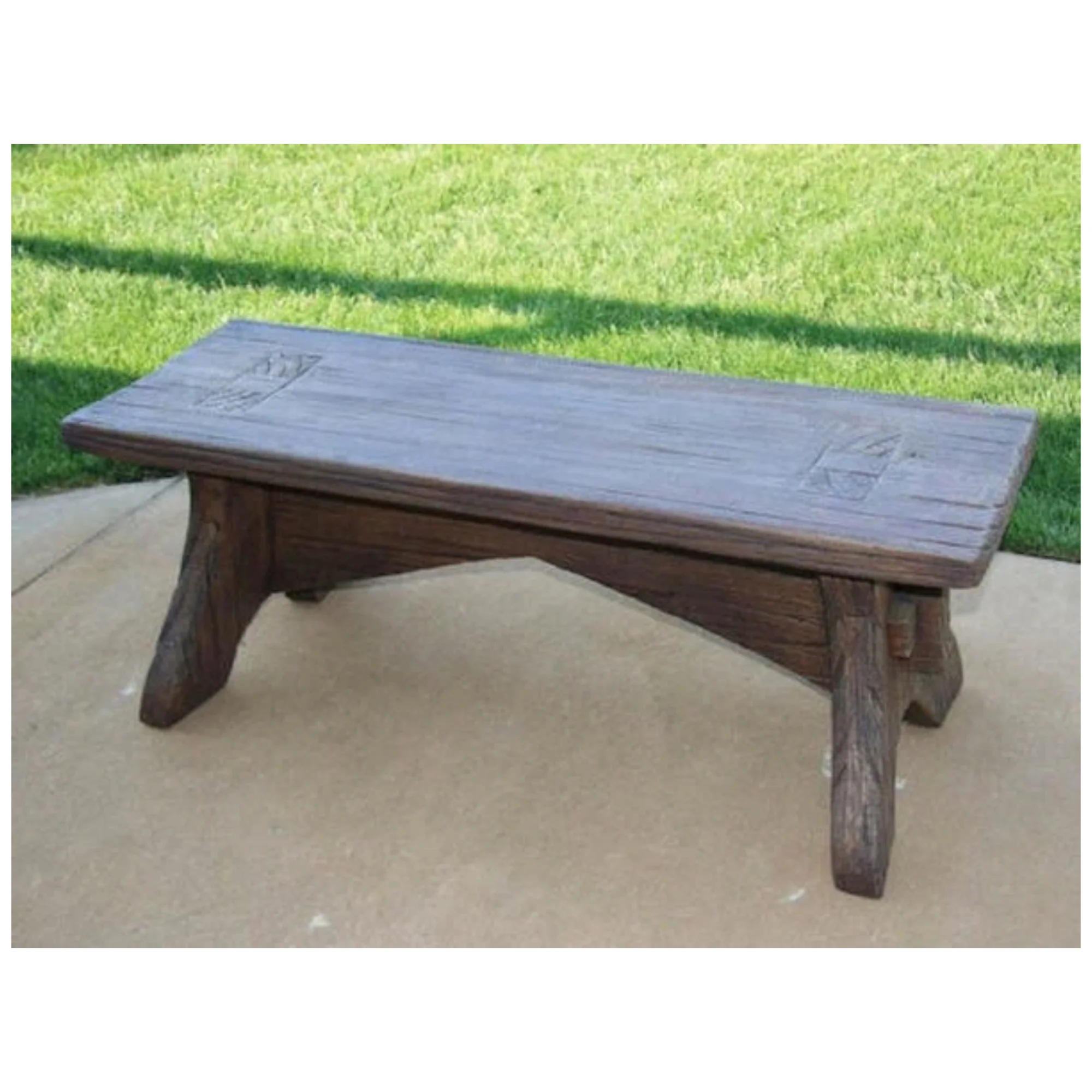 Rustic Bench One Piece Cast Stone Wood Grain - Image 2