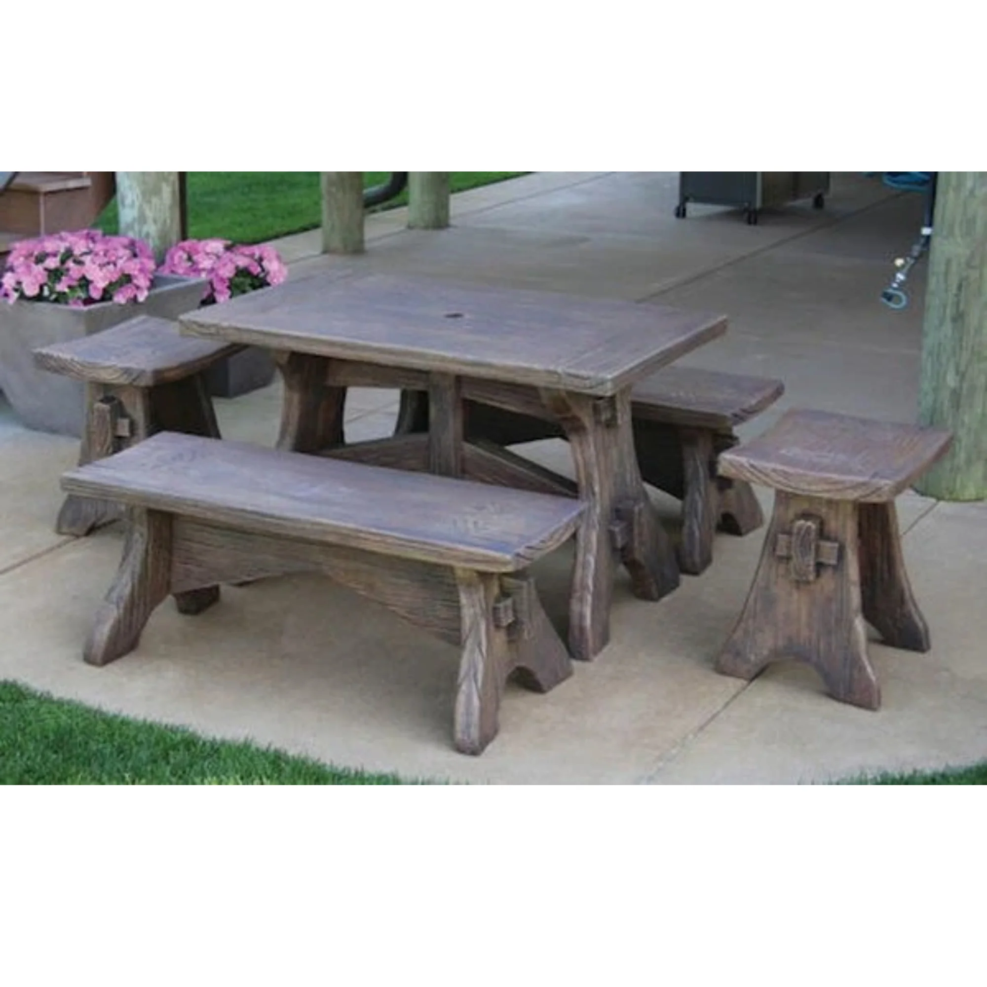 Rustic Table Garden Set Cement - Image 2