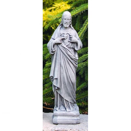Sacred Heart Of Jesus Cement Garden Statue 16.75 " High - Image 2