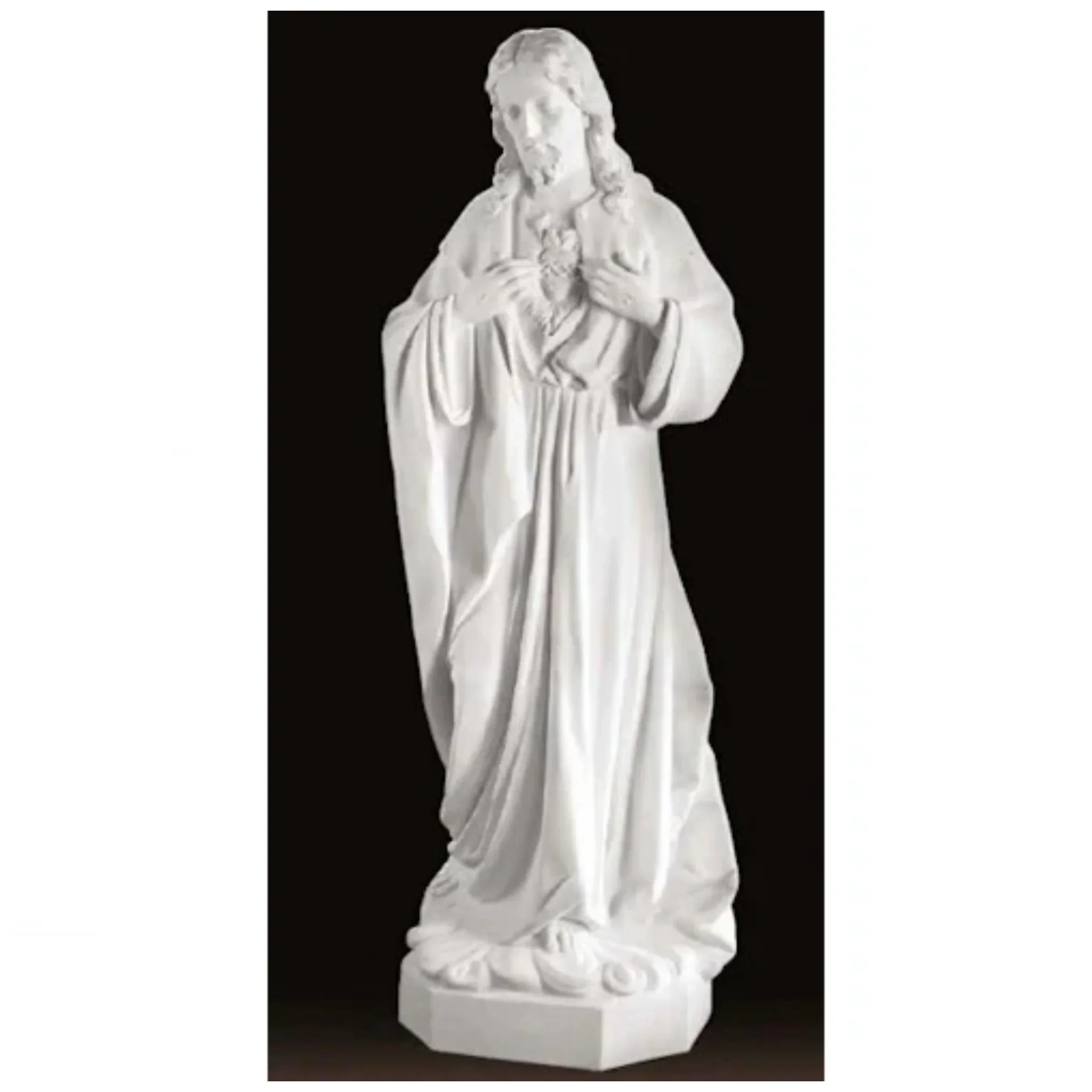 Sacred Heart Of Jesus Life-Size Bonded Marble Statue - Image 2