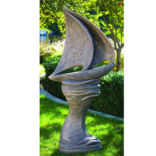 SailBoat Sculpture on Pedestal Called Sailing Away - Image 2
