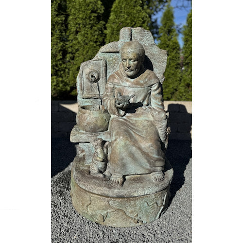 Saint Francis At The Well Fountain Outdoor Cast Stone - Image 2