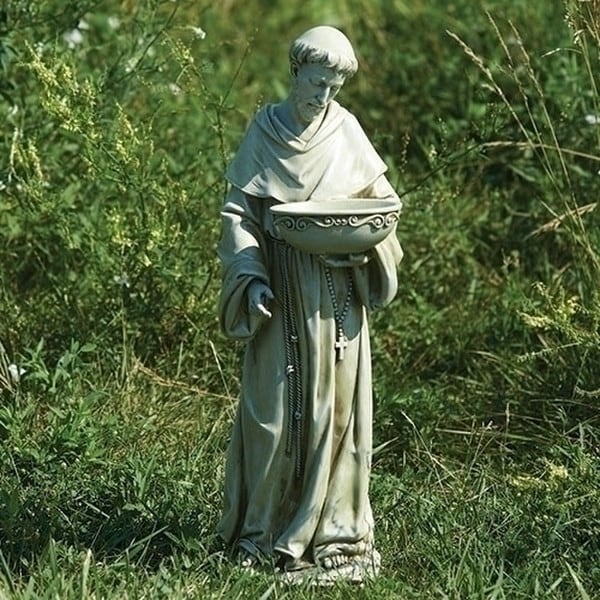 Saint Francis Bird Bath Solar Light 20" High - Image 2
