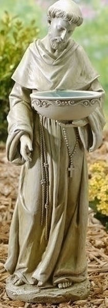 Saint Francis Bird Bath Solar Light 20" High - Image 3
