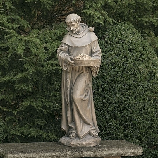 Saint Francis Patron Offering Bird Feeder Statue 44.5" H - Image 2