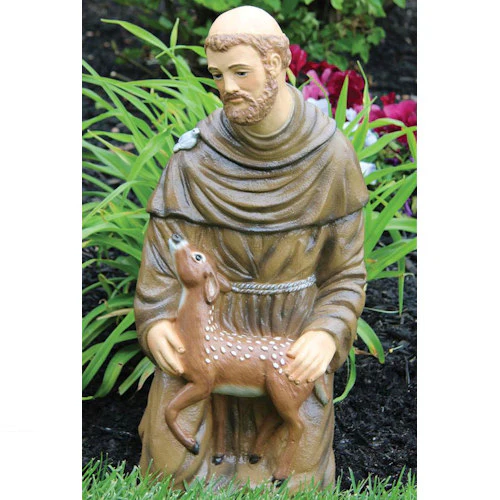 Saint Francis with Fawn Colored Garden Statue - Image 2