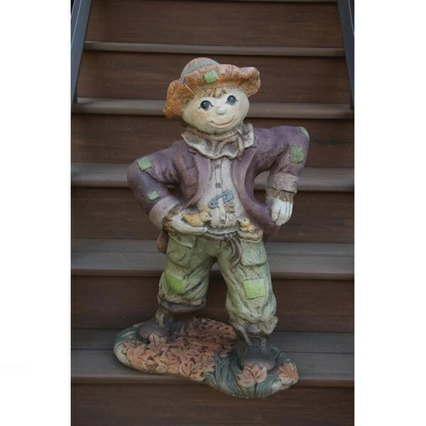 Scarecrow Cement Statue Colored 32" H