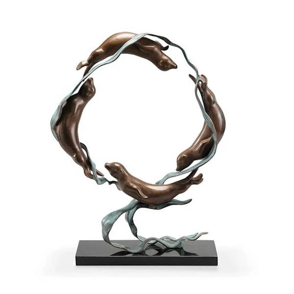 Sea Otter Spectacle Sculpture on Marble Base 19" High - Image 6