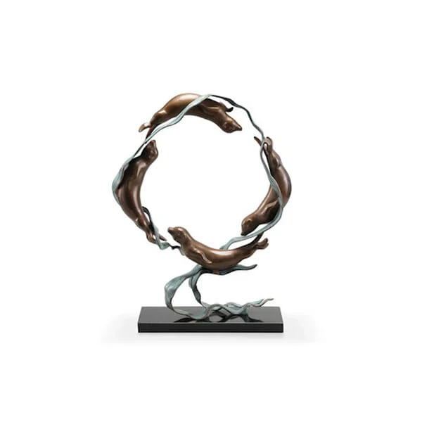 Sea Otter Spectacle Sculpture on Marble Base 19" High - Image 7