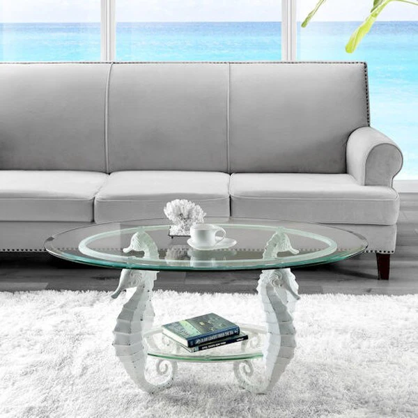 Seahorse Glass Top Cocktail Sculptural Table - Image 3
