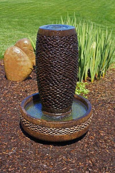 Shimmering Stones Slender Garden Fountain