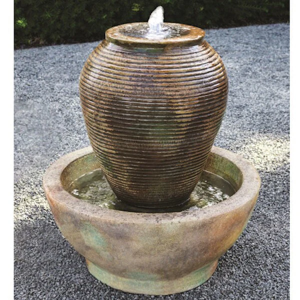 Shimmering Urn Garden Fountain with Light