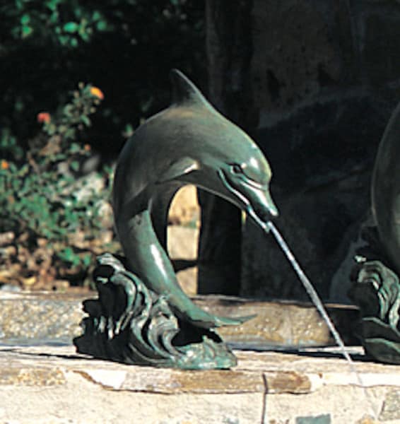 Single Dolphin Water Feature Piped 14" H
