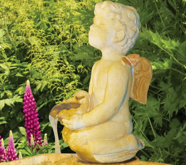 Smiling Cherub Piped Water Feature Statue