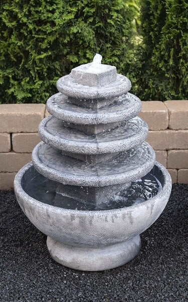 Solstice Garden Fountain with Light Cast Stone - Image 2