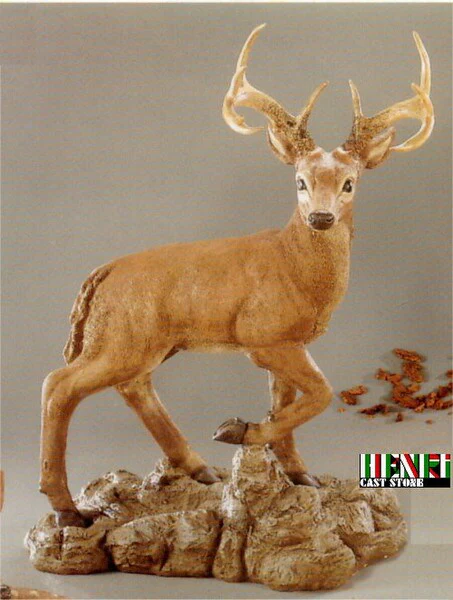 Standing Buck Deer Cast Stone Sculpture 44" High