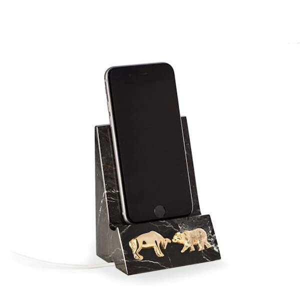 Stock Market Black Marble Phone Stand Holder