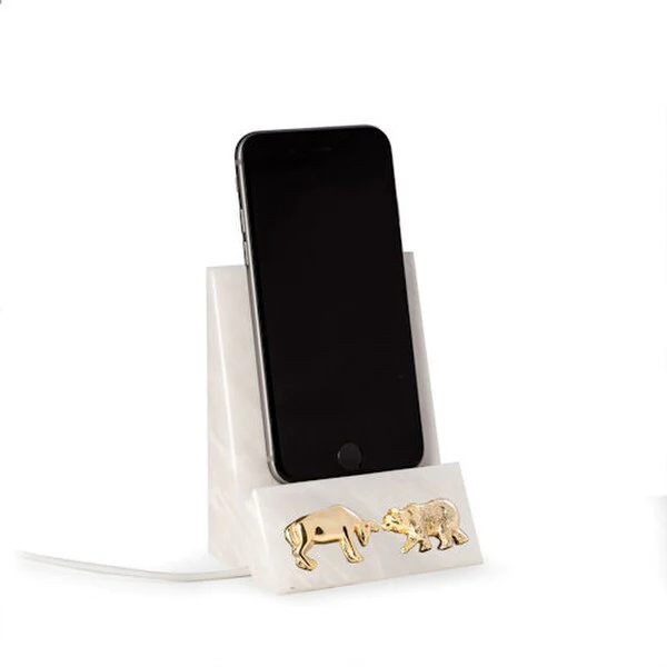 Stock Market White Marble Phone Stand Holder