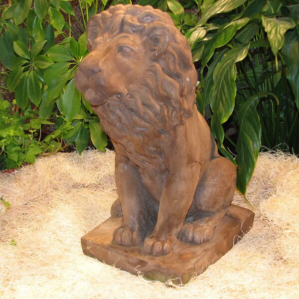 Stone Lion Male Sculpture 18" High - Image 2
