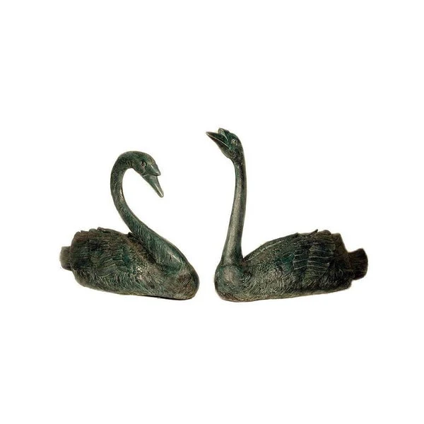 Swan Pair Bronze Sculptures - Image 2