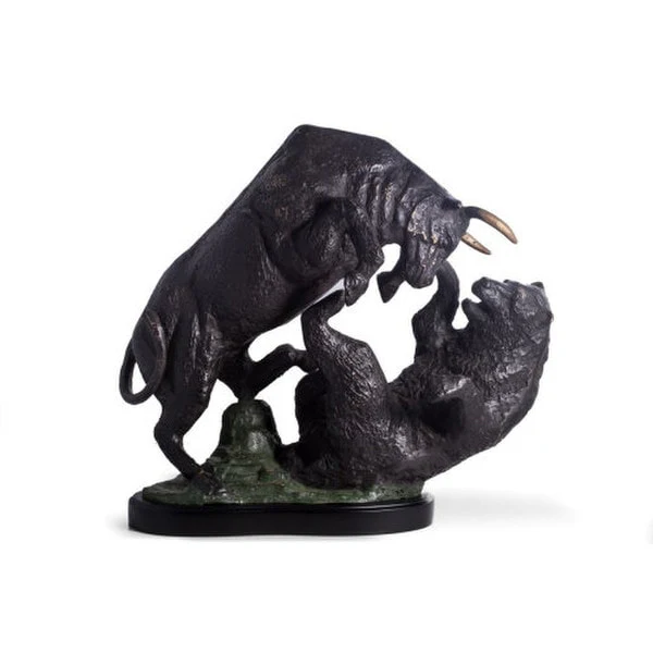 The Big Fight Bear & Bull Sculpture Bronze - Image 2