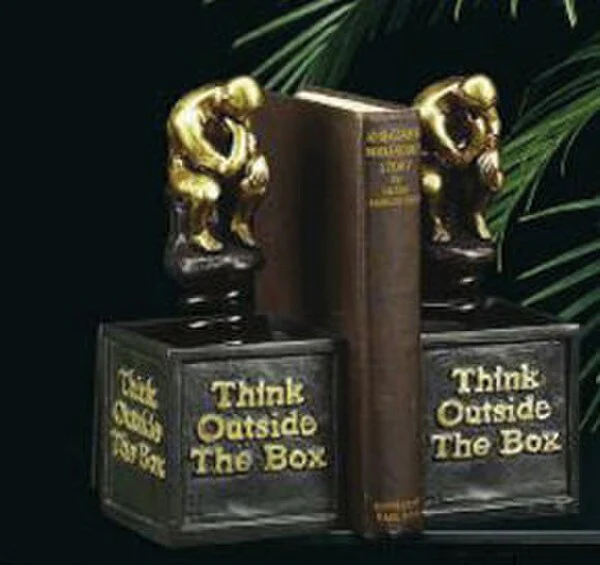 Think Outside The Box - Thinker Bookends Statues
