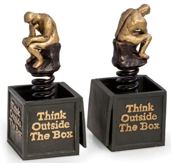 Think Outside The Box - Thinker Bookends Statues - Image 2