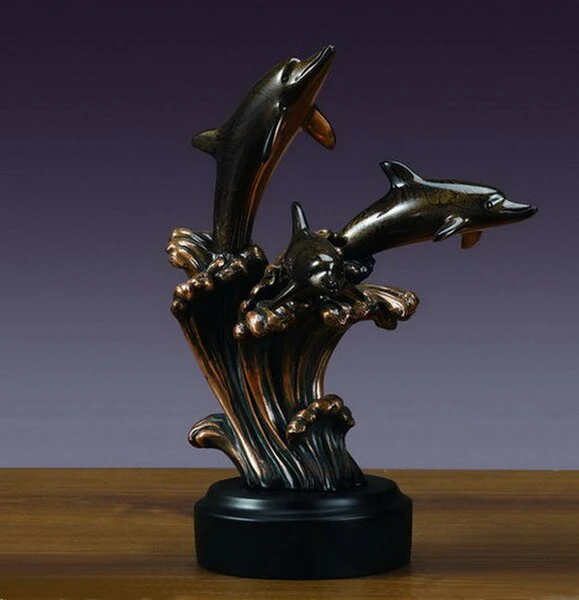 Three Dolphins Sculpture 12.5" High