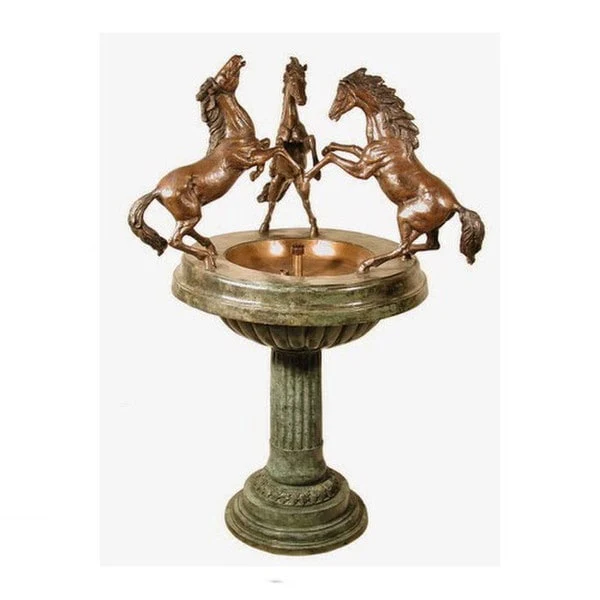 Three Horses on Bowl Fountain 52" High - Image 2