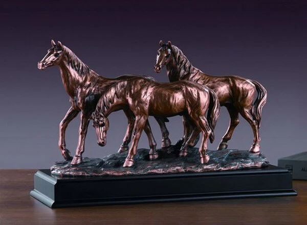 Three Horses Sculpture 15" Wide