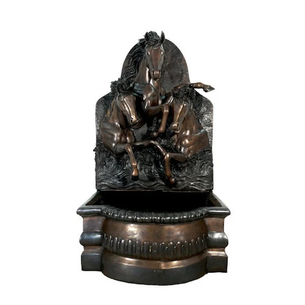 Three Horses Wall Bronze Fountain with Pool