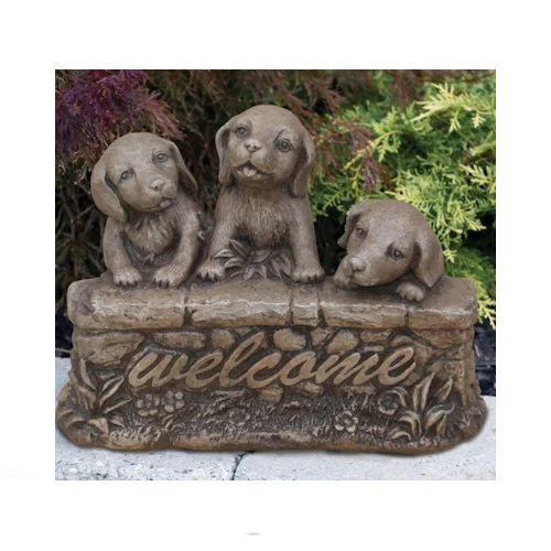 Three Welcome Puppies Garden Sculpture - Image 2