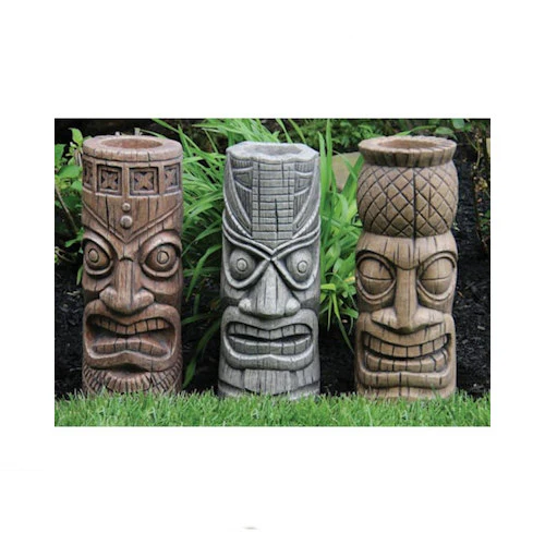 Tiki Island Bust Sculpture Set of Three Statues - Image 2