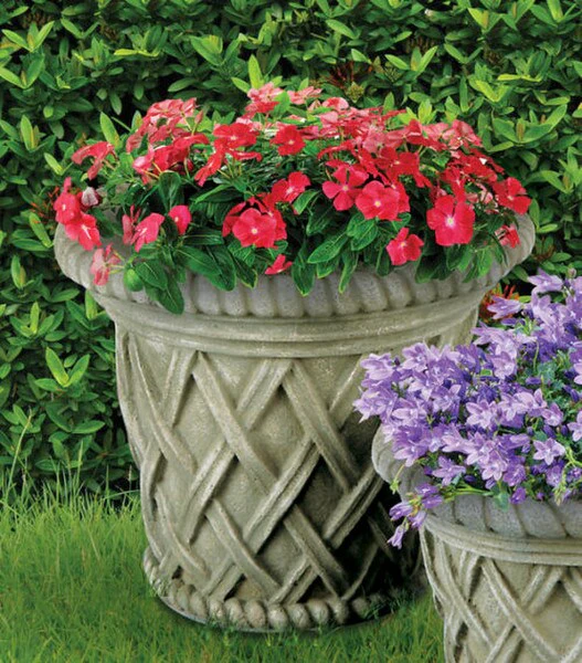 Tudor Weave Planter Large Cast Stone 18"