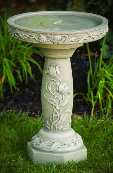 Tulip Garden Bird Bath 25.5" High
