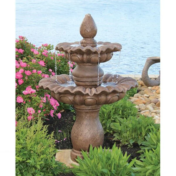 Two Tier Scallop Garden Fountain 54" High