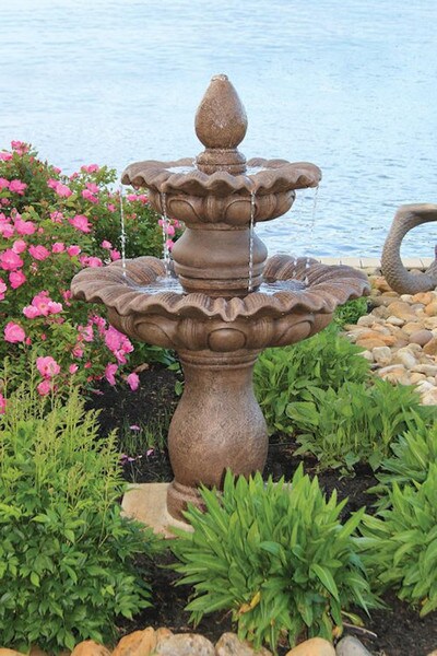 Two Tier Scallop Garden Fountain 54" High - Image 2