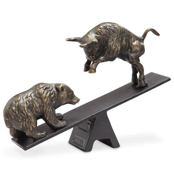 Wall Street Struggle Bear and Bull Sculpture