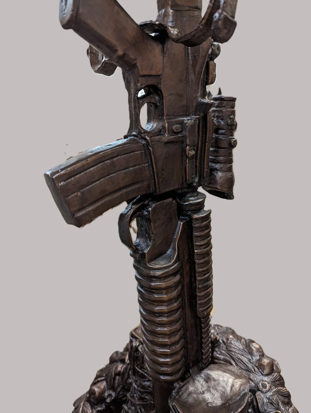 War Memorial Battle Guardian of Freedom Bronze Battle Cross Sculpture - Image 3