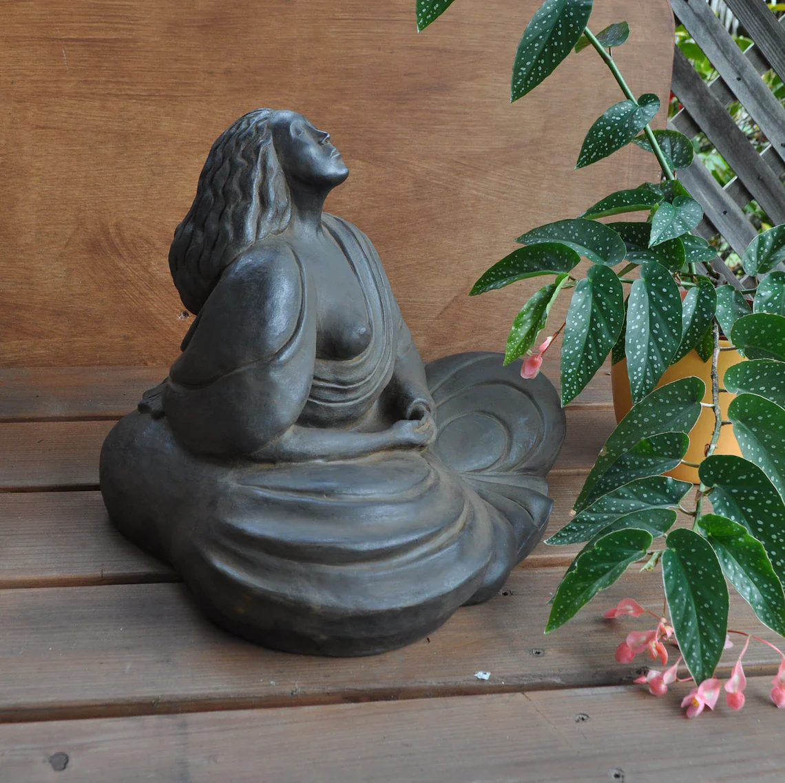 Western Buddha Large By Sigrid Herr Sculpture - Image 10
