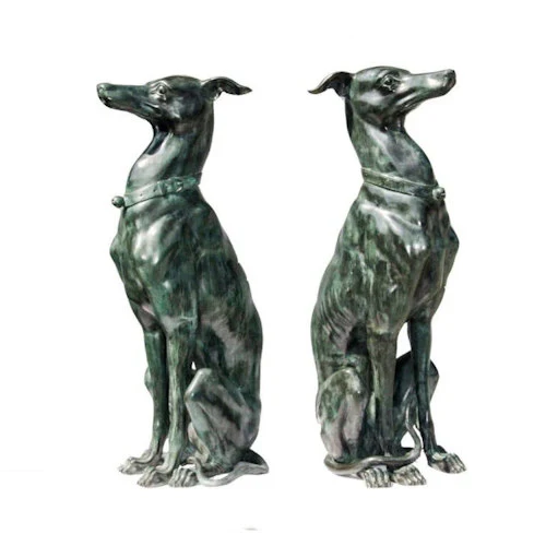 Whippet Dogs Bronze Statues Pair - Image 2