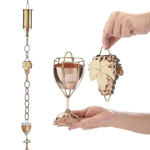 Wine bottle Rain Chain Grapes and Glass - Image 2