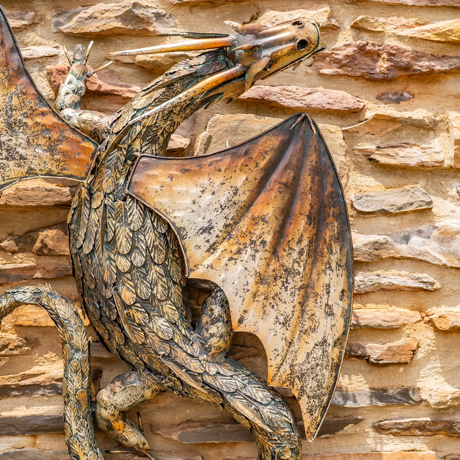 Winged Serpent Dragon Sculptural Wall Art 29" - Image 4