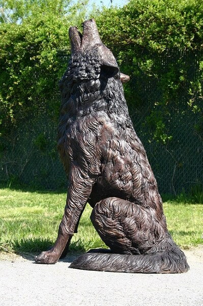 Wolf Pair Bronze Sculptures Pair - Image 4